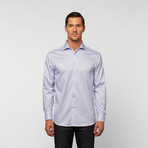 UNANYME Button Up Dress Shirt // Blue + White Pinstripe (S)