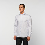 UNANYME Button Up Dress Shirt // Blue + White Stripe (L)