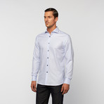 UNANYME Button Up Dress Shirt // Light Blue Microstripe (L)