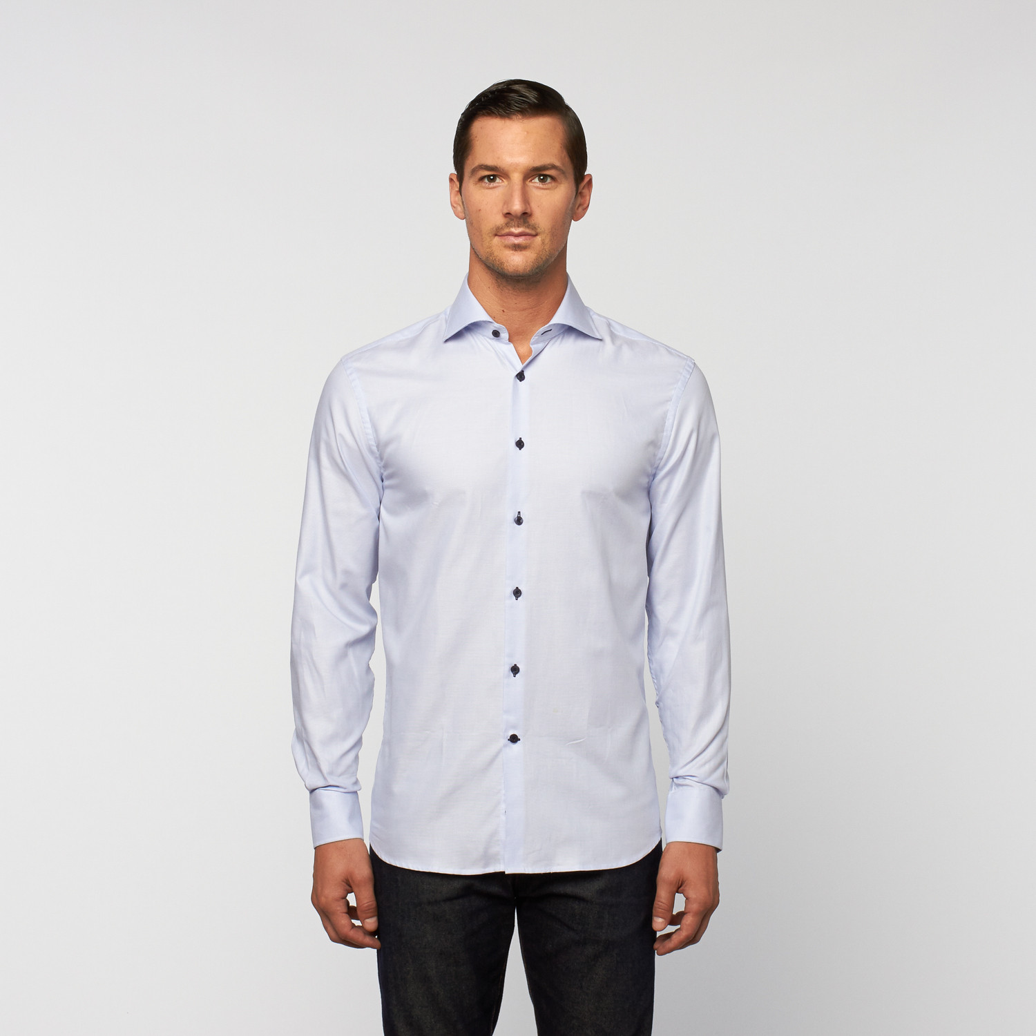 UNANYME Button Up Dress Shirt // Light Blue Microstripe (S) - Georges ...
