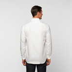 UNANYME Button Up Dress Shirt // White Thin Stripe (L)