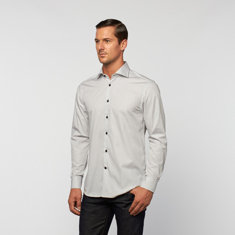 UNANYME Button Up Dress Shirt // Grey + White Stripe (S)