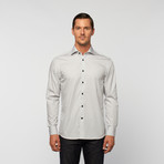 UNANYME Button Up Dress Shirt // Grey + White Stripe (M)