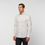 UNANYME Button Up Broken Double Stripe Dress Shirt // Grey + White (2XL)