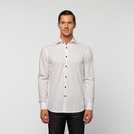 UNANYME Button Up Broken Double Stripe Dress Shirt // Grey + White (L)