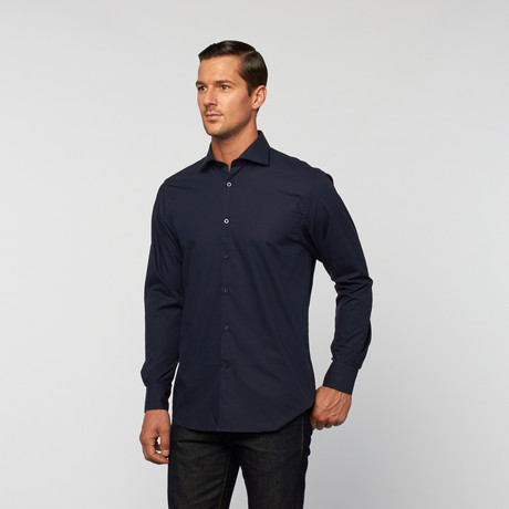 UNANYME Button Up Dress Shirt // Midnight Navy (S)