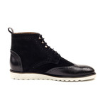 Leather Mix Brogue Boot // Black + White (US: 13)