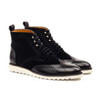 Leather Mix Brogue Boot // Black + White (US: 13)