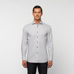 UNANYME Button Up Dress Shirt // White + Navy Thin Stripe (S)