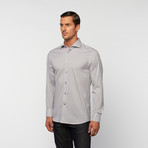 UNANYME Button Up Dress Shirt // Grey Stripe (M)