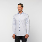 UNANYME Button Up Dress Shirt // Light Blue with Contrast Buttons (L)