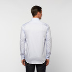 UNANYME Button Up Dress Shirt // Light Blue with Contrast Buttons (L)