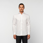 UNANYME Button Up Dress Shirt // White Micro Shadow Stripe (M)