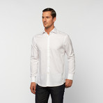 UNANYME Button Up Dress Shirt // White Micro Shadow Stripe (M)