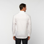 UNANYME Button Up Dress Shirt // White Micro Shadow Stripe (L)