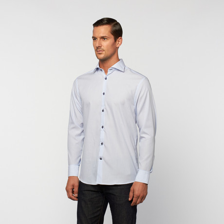UNANYME Button Up Dress Shirt // Sky Blue Microstripe (S)