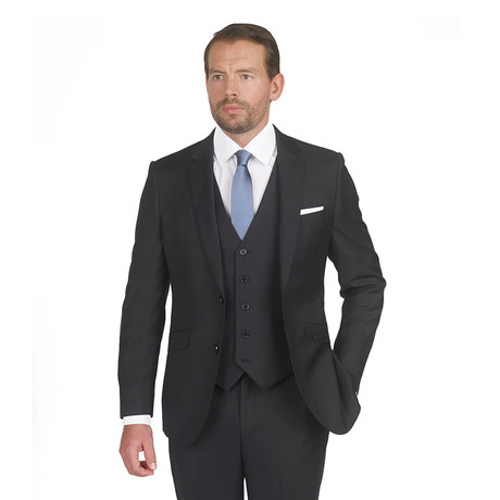Couture Slim Fit 3-Piece Wool Suit // Black (US: 34S)