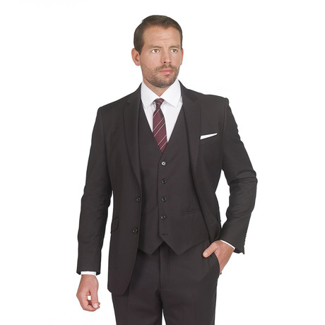 Torino Slim Fit 3-Piece Suit // Black (US: 34S)