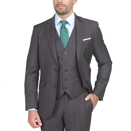 Torino Slim Fit 3-Piece Suit // Charcoal (US: 38S)