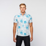 Kennington // Big Flower Hawaii Button Up // White + Blue (S)