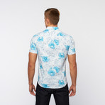 Kennington // Big Flower Hawaii Button Up // White + Blue (S)