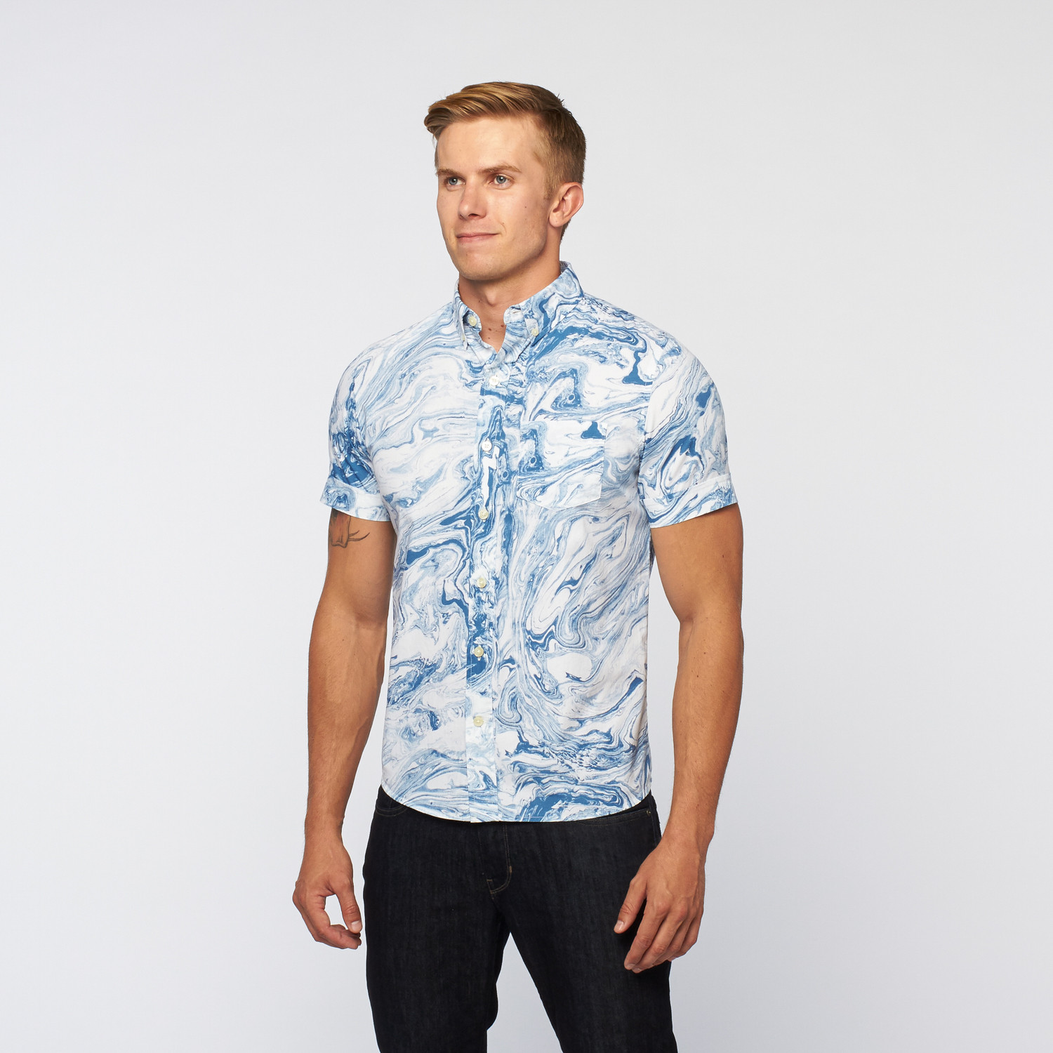 Waves Button Up // Blue (S) - Kennington Ltd. - Touch of Modern