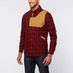 Psyberia // Urbaneer Plaid Shirt Jacket // Crimson (3XL)