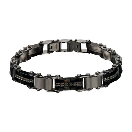 Double Sided Stainless Steel Bar Reversible Bracelet // Black