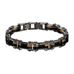 Stainless Steel Reversible Bracelet // Dark Gold + Black