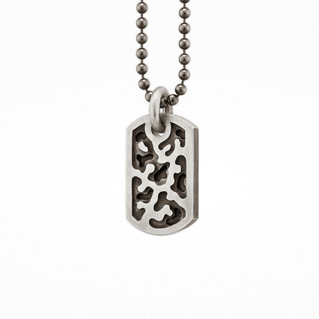 Small Camouflage Dog Tag // Sterling Silver