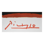 Tete de Femme en Gris et Rouge sur Fond Ochre