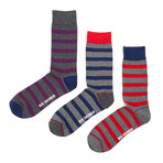 Dress Socks // Grey Marl Stripe // Pack of 3