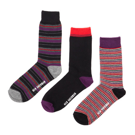 Dress Socks // Black + Purple Combo // Pack of 3