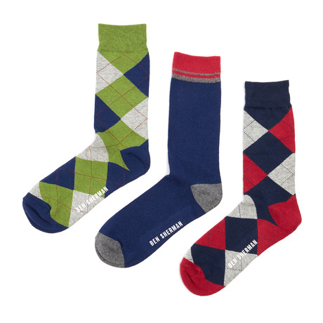 Dress Socks // Navy Argyle Combo // Pack of 3