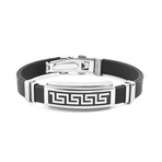 Stainless Steel Tribal Maze ID Rubber Bracelet