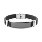 Blackplated Stainless Steel ID Tribal Maze Rubber Inlay Bracelet