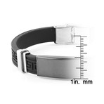 Blackplated Stainless Steel ID Tribal Maze Rubber Inlay Bracelet