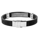 Blackplated Stainless Steel ID Tribal Maze Rubber Inlay Bracelet