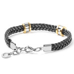 Two-Tone Stainless Steel and Braided Rubber Bracelet