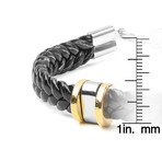 Two-Tone Stainless Steel and Braided Rubber Bracelet