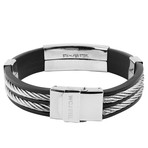 Stainless Steel Cable Inlay Rubber ID Bracelet