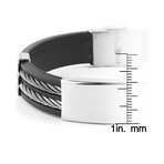 Hematite Stainless Steel Cable Inlay Rubber ID Bracelet