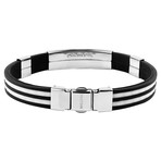 Stainless Steel ID with Striped Rubber Bracelet