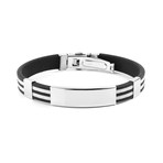 Stainless Steel ID with Striped Rubber Bracelet