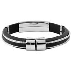 Stainless Steel Cable Inlay Curved Rubber ID Bracelet