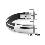 Stainless Steel Cable Inlay Curved Rubber ID Bracelet