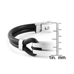 Stainless Steel Black Rubber Open ID Bracelet