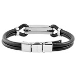 Stainless Steel Black Rubber Open ID Bracelet