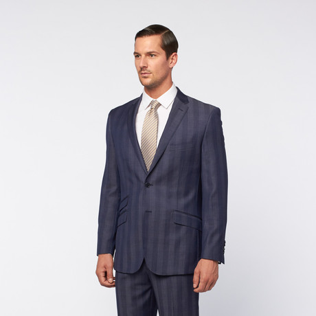 Notch Lapel Plaid Suit // Denim Blue Shadow (US: 36S)