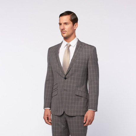 Peak Lapel Checkered Suit // Medium Gray (US: 36S)